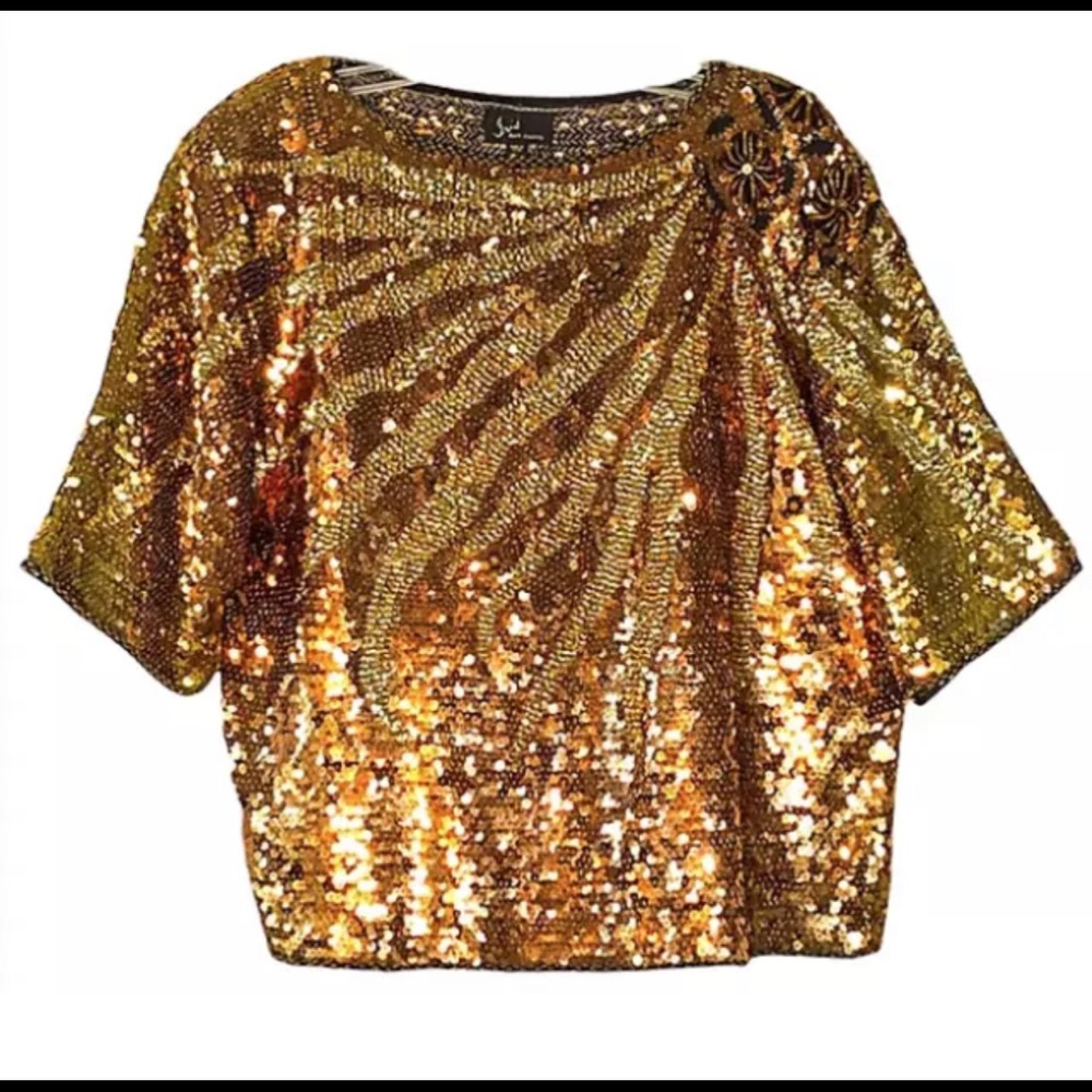 Well Worn Art Vintage Metallic Sequin Beaded Blouse